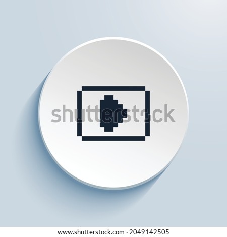 play btn pixel art icon design. Button style circle shape isolated on white background. Vector illustration