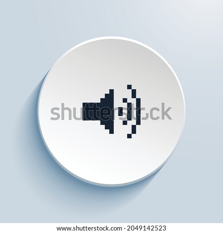 volume up fill pixel art icon design. Button style circle shape isolated on white background. Vector illustration