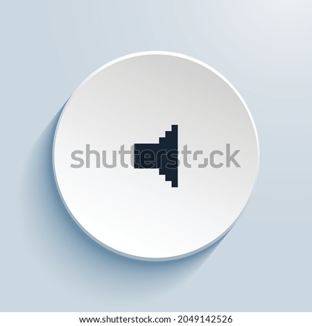 volume off fill pixel art icon design. Button style circle shape isolated on white background. Vector illustration