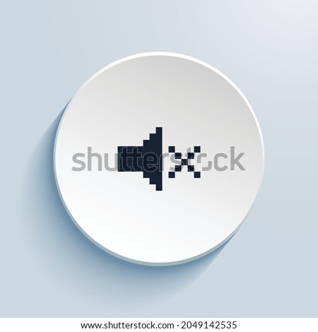 volume mute fill pixel art icon design. Button style circle shape isolated on white background. Vector illustration