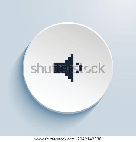 volume down fill pixel art icon design. Button style circle shape isolated on white background. Vector illustration