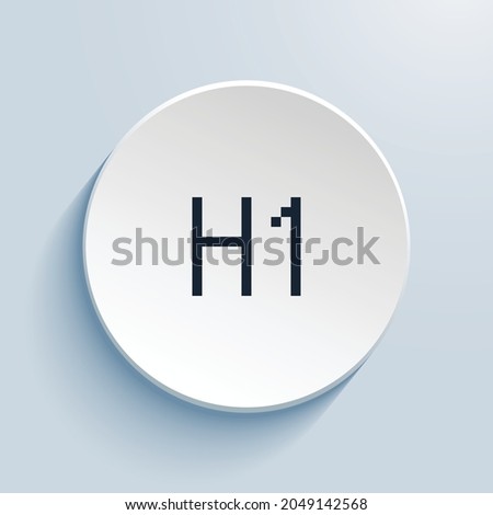 type h1 pixel art icon design. Button style circle shape isolated on white background. Vector illustration