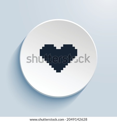 suit heart fill pixel art icon design. Button style circle shape isolated on white background. Vector illustration