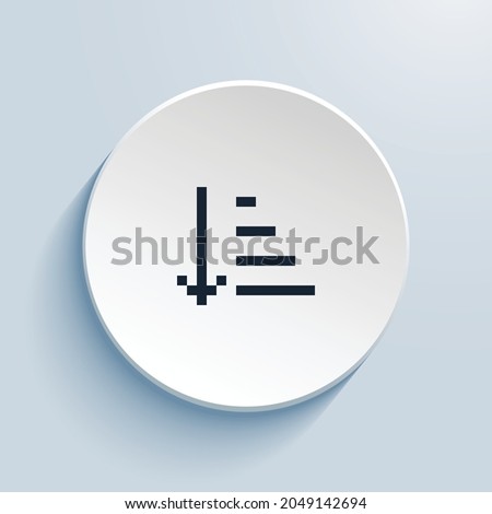 sort down alt pixel art icon design. Button style circle shape isolated on white background. Vector illustration