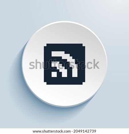 rss fill pixel art icon design. Button style circle shape isolated on white background. Vector illustration