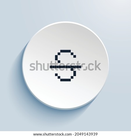 type strikethrough pixel art icon design. Button style circle shape isolated on white background. Vector illustration