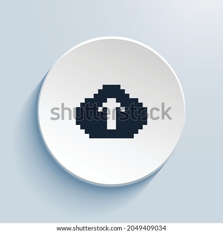 cloud arrow up fill pixel art icon design. Button style circle shape isolated on white background. Vector illustration