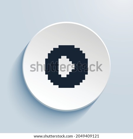 play circle fill pixel art icon design. Button style circle shape isolated on white background. Vector illustration