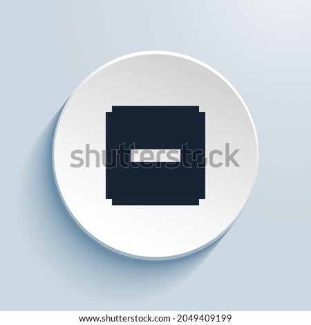 dash square fill pixel art icon design. Button style circle shape isolated on white background. Vector illustration