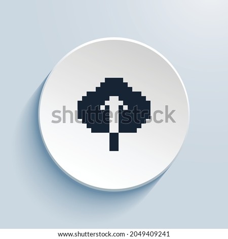cloud upload fill pixel art icon design. Button style circle shape isolated on white background. Vector illustration