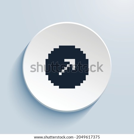 arrow up right circle fill pixel art icon design. Button style circle shape isolated on white background. Vector illustration