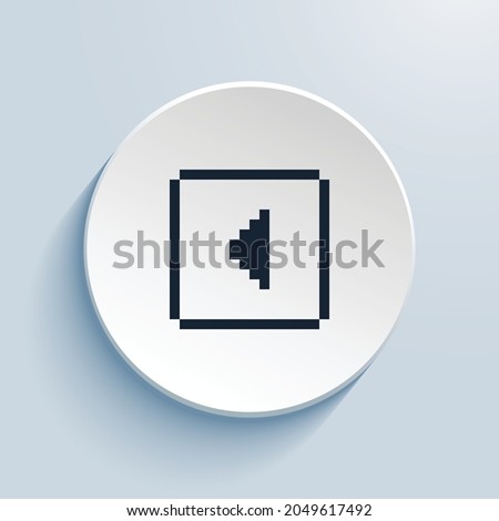 caret left square pixel art icon design. Button style circle shape isolated on white background. Vector illustration