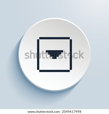caret down square pixel art icon design. Button style circle shape isolated on white background. Vector illustration