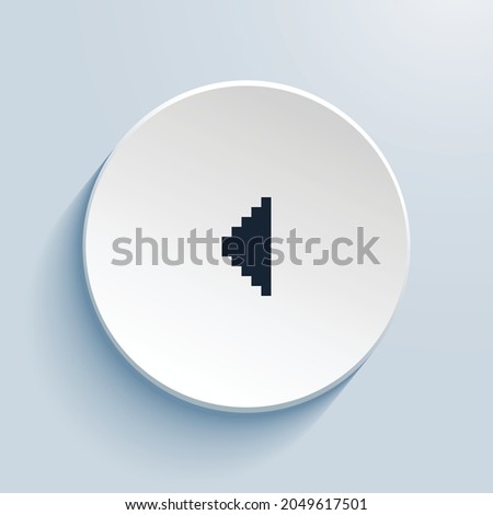 caret left fill pixel art icon design. Button style circle shape isolated on white background. Vector illustration