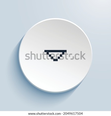 caret down pixel art icon design. Button style circle shape isolated on white background. Vector illustration