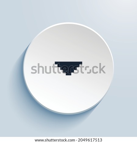 caret down fill pixel art icon design. Button style circle shape isolated on white background. Vector illustration