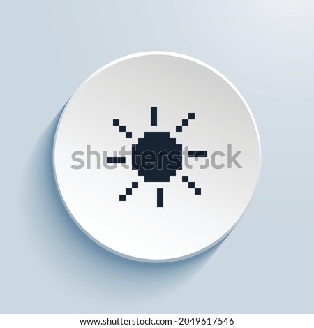 brightness high fill pixel art icon design. Button style circle shape isolated on white background. Vector illustration