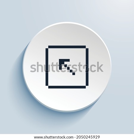 arrow up left square pixel art icon design. Button style circle shape isolated on white background. Vector illustration