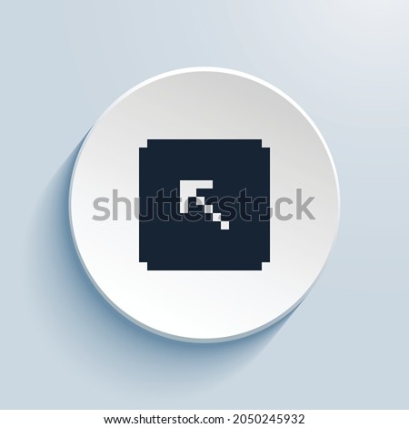 arrow up left square fill pixel art icon design. Button style circle shape isolated on white background. Vector illustration