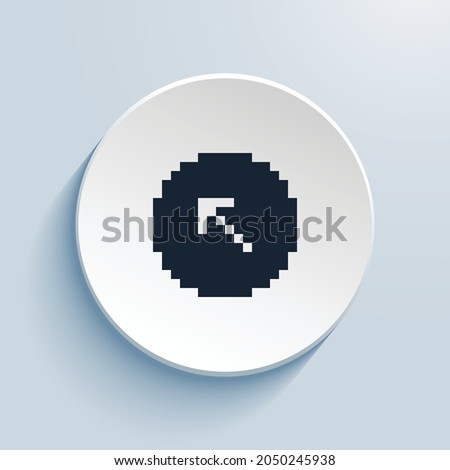 arrow up left circle fill pixel art icon design. Button style circle shape isolated on white background. Vector illustration