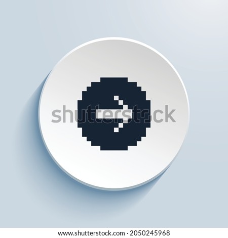 arrow right circle fill pixel art icon design. Button style circle shape isolated on white background. Vector illustration