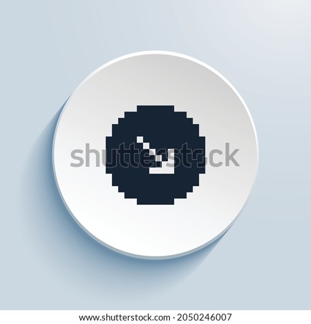 arrow down right circle fill pixel art icon design. Button style circle shape isolated on white background. Vector illustration