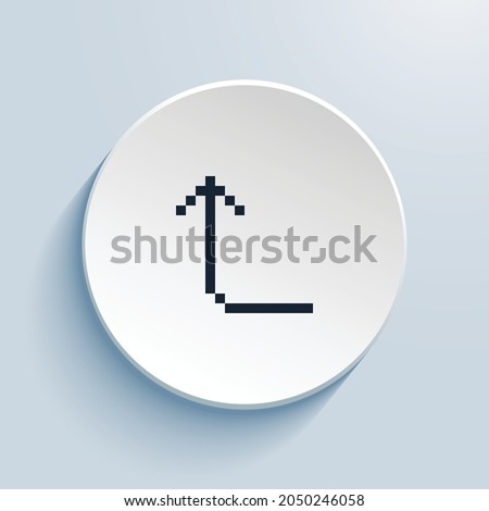 arrow 90deg up pixel art icon design. Button style circle shape isolated on white background. Vector illustration