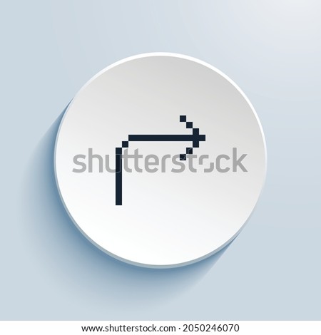 arrow 90deg right pixel art icon design. Button style circle shape isolated on white background. Vector illustration