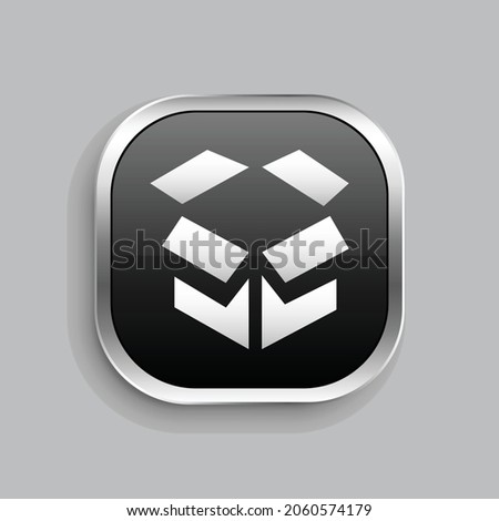 dropbox icon design. Glossy Button style rounded rectangle isolated on gray background.. Vector illustration