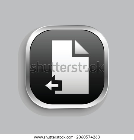 document arrow left icon design. Glossy Button style rounded rectangle isolated on gray background.. Vector illustration