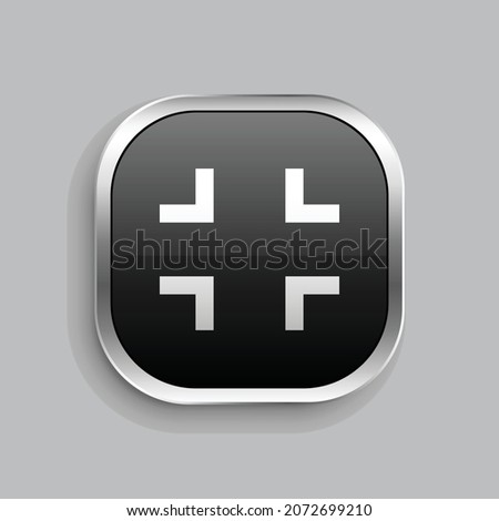 fullscreen exit line icon design. Glossy Button style rounded rectangle isolated on gray background. Vector illustration