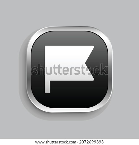 flag 2 fill icon design. Glossy Button style rounded rectangle isolated on gray background. Vector illustration