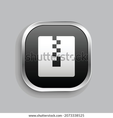 file zip fill icon design. Glossy Button style rounded rectangle isolated on gray background. Vector illustration
