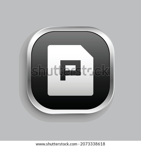 file ppt fill icon design. Glossy Button style rounded rectangle isolated on gray background. Vector illustration