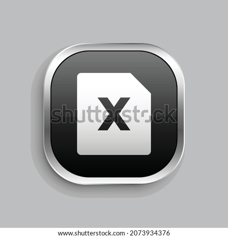 file excel fill icon design. Glossy Button style rounded rectangle isolated on gray background. Vector illustration