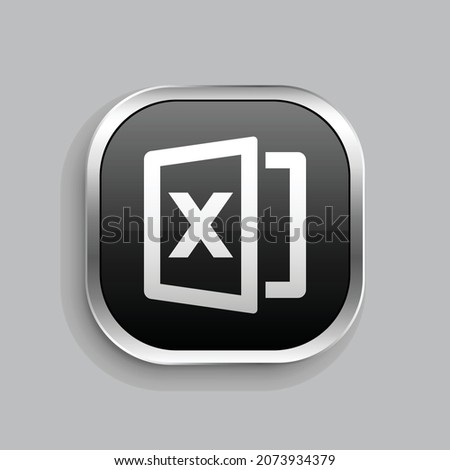 file excel 2 line icon design. Glossy Button style rounded rectangle isolated on gray background. Vector illustration