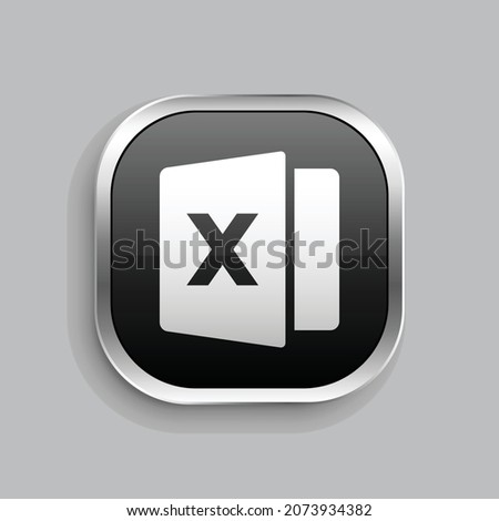 file excel 2 fill icon design. Glossy Button style rounded rectangle isolated on gray background. Vector illustration