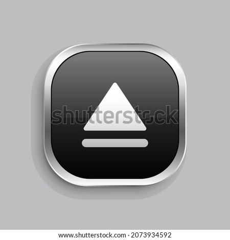 eject fill icon design. Glossy Button style rounded rectangle isolated on gray background. Vector illustration
