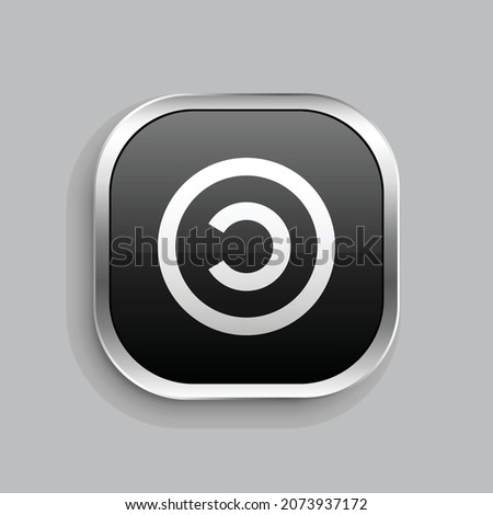 copyleft line icon design. Glossy Button style rounded rectangle isolated on gray background. Vector illustration