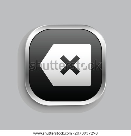 delete back 2 fill icon design. Glossy Button style rounded rectangle isolated on gray background. Vector illustration