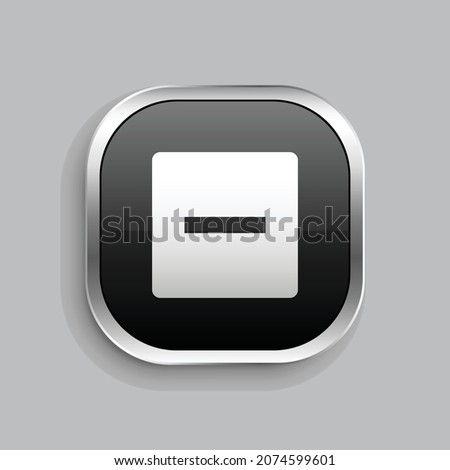 checkbox indeterminate fill icon design. Glossy Button style rounded rectangle isolated on gray background. Vector illustration