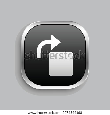 clockwise 2 fill icon design. Glossy Button style rounded rectangle isolated on gray background. Vector illustration
