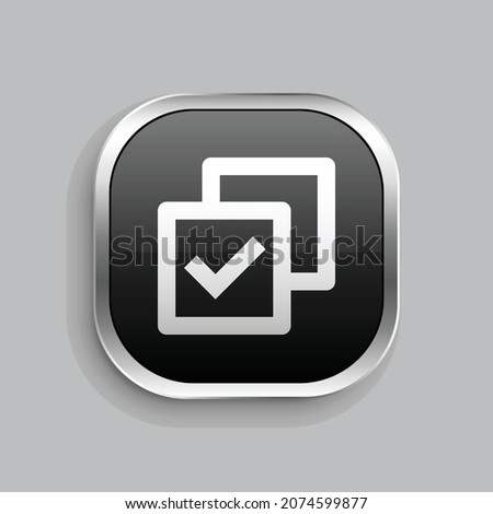 checkbox multiple line icon design. Glossy Button style rounded rectangle isolated on gray background. Vector illustration