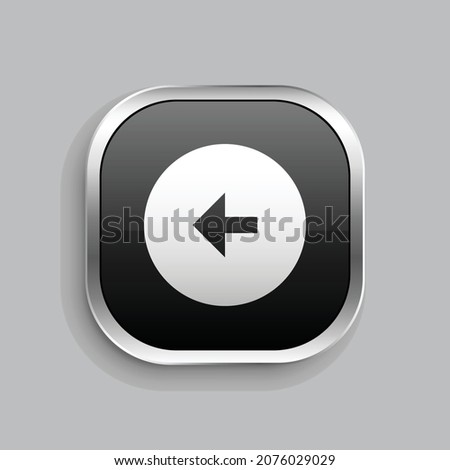 arrow left circle fill icon design. Glossy Button style rounded rectangle isolated on gray background. Vector illustration