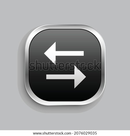 arrow left right fill icon design. Glossy Button style rounded rectangle isolated on gray background. Vector illustration