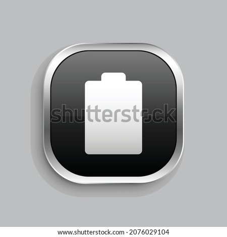 battery 2 fill icon design. Glossy Button style rounded rectangle isolated on gray background. Vector illustration