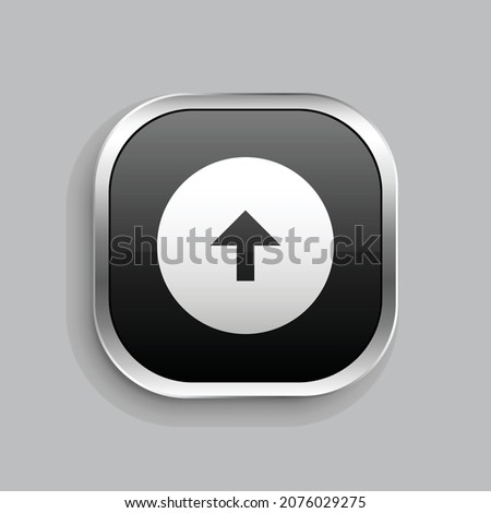 arrow up circle fill icon design. Glossy Button style rounded rectangle isolated on gray background. Vector illustration