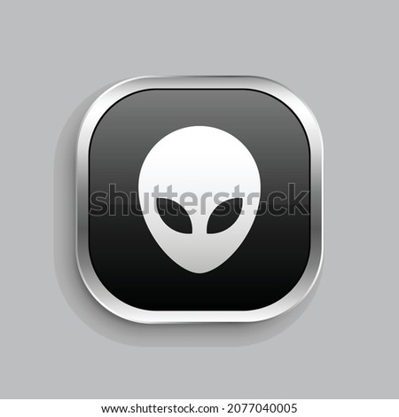 aliens fill icon design. Glossy Button style rounded rectangle isolated on gray background. Vector illustration
