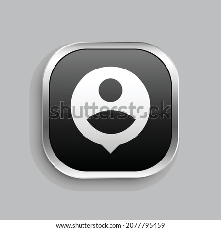 account pin circle fill icon design. Glossy Button style rounded rectangle isolated on gray background. Vector illustration