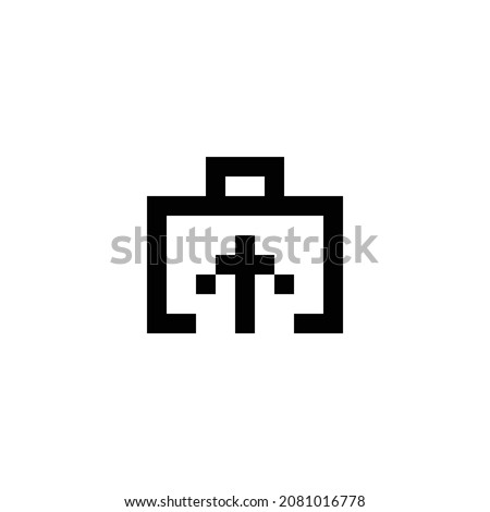 briefcase upload pixel perfect icon design. Flat style design isolated on white background. Vector illustration